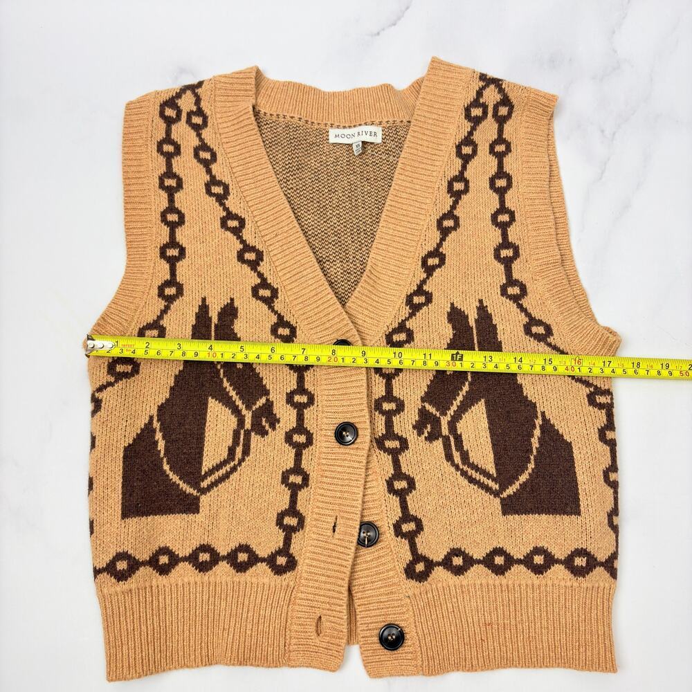 Anthropologie NWT Horse Jacquard Cardigan Vest XS Western Equestrian Boho Chic - Picture 12 of 14